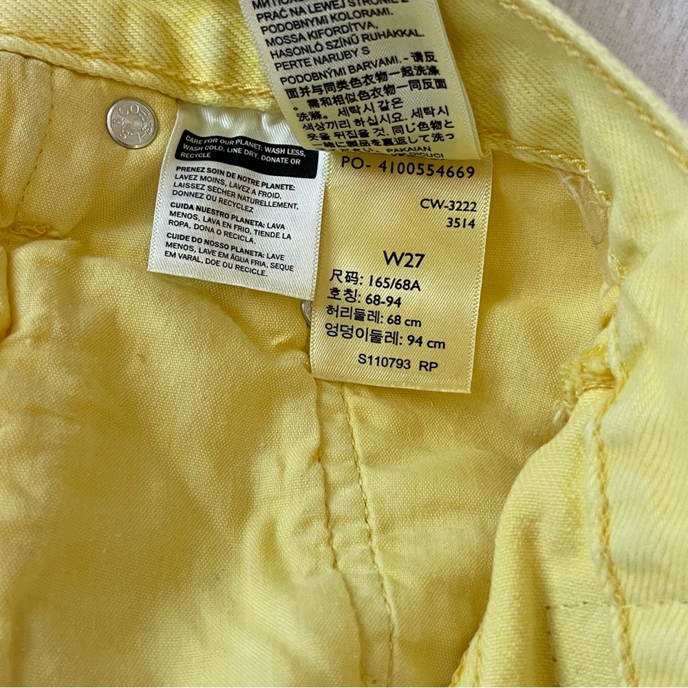 NWT Levi’s 501 women’s shorts, 100% cotton, bright yellow, high rise, size 27 - Picture 5 of 5